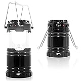Rechargeable Camping Light, SENHAI DC and Led Solar Charging Portable Outdoor Lanterns with Battery Powered for Camping, Hiking, Fishing, Emergency Charging for Android Cellphone (US Plug, Black)