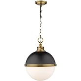 Z-Lite 619P14-MB-FB 2 Light Pendant, Matte Black + Factory Bronze, 18.75x14.75x14.75