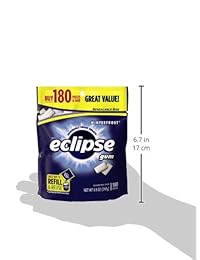 Eclipse - Goma de mascar sin azúcar, bolsa con 180 piezas