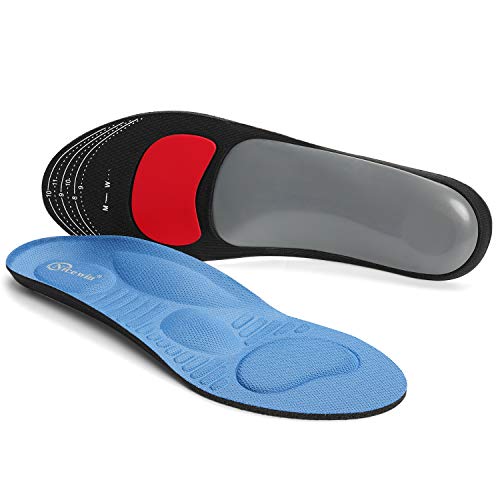Arch Support Insoles for Men Women Orthotic Shoe Inserts for Plantar Fasciitis Flat Foot High Arch Running Heel Pain Lower Back Pain Relief Blue M