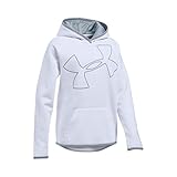Under Armour Girls' Armour Fleece Jumbo Logo Hoodie, White/Steel, Youth Small