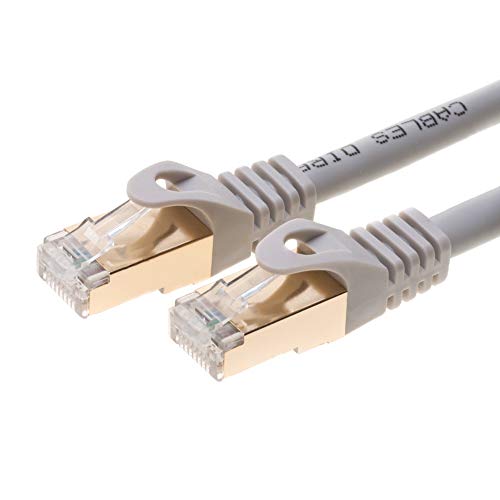 50FT U/FTP CAT 7 Gold Plated Shielded Ethernet RJ45 Cable 10 Gigabit Ethernet Network Patch Cord (50ft, Grey)