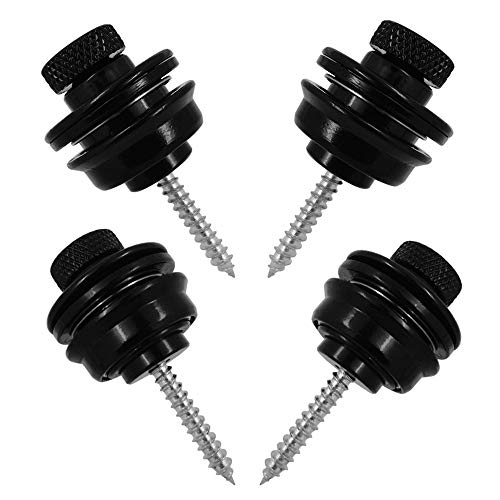 Wolfride 4PCS Guitar Strap Locks Bass Strap Lock Buttons Black