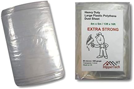 Extra Strong 4m x 5m / 13ft x 16ft Heavy Duty Large Plastic Polythene Dust Sheet Painting Masking HipperTech *ODORLESS (2X Extra Strong Polythene Dust Sheet)