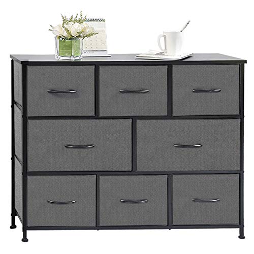 charaHOME Fabric Storage Organizer Clothes Drawer Dresser with 8 Drawers, Dresser Storage Tower for Bedroom, Hallway, Entryway, Closets, Heavy Duty Steel Construction, Wood Top