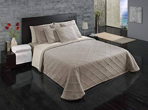 Europa Fine Linens Evora Matelasse Bedding, Bedspread King Size 120-Inch by 120-Inch, Taupe