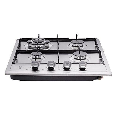 Delikit 24 Inch Gas Cooktop Dual Fuel Sealed 4 Burners Stainless Steel