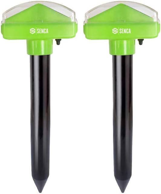 Senca Latest Smart Version Solar Powered Mole Repellent: Ultrasonic Pest Repeller, 2 Pack, Repel Mole, Gopher, Snake, Vole, Chaser For Outdoor Lawn Garden Yards Pest Control