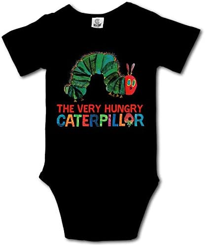 Ghhpws Caterpillar The Very Hungry Baby's Boy's/Girl's Short Sleeve Comfortable Bodysuit Onesie Black