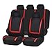 FH GROUP FH-FB032115 Unique Flat Cloth Seat Cover w. 5 Detachable Headrests and Solid Bench Red/Black- Fit Most Car, Truck, Suv, or Van