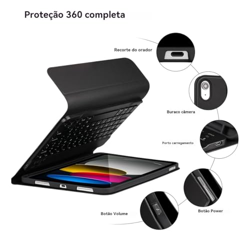 Capa Para iPad 10ª Geração /11ª Geração (A16) Com Teclado e mouse