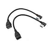 Seadream 2Pack SuperSpeed USB 3.0 Angle Male to Female Extension Cable 15CM -2Pack Each of Left Angle and Right Angle