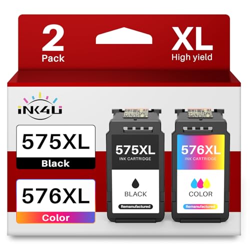INK4U PG-575XL CL-576XL Compatible Cartridges for Canon 575 576 PG575 XL CL576 XL Compatible for PIXMA TR4755i TR4756i TS3752i TS3751i TS3550i TS3551i TS3750i TR4751i PrintPrintPrinters
