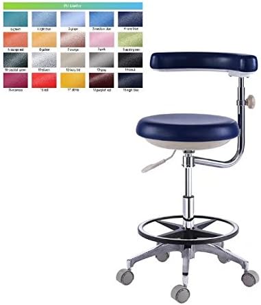 AphroditeDental Assistant Stool Nurse Chair Height Adjustable with Armrest PU Leather by Purple-Violet