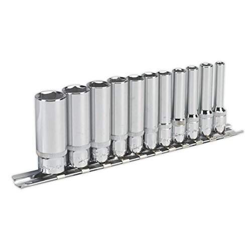 Jack Sealey - Sealey Socket Set 11Pc 1/4"Sq Drive 6Pt Deep Walldrive Imperial