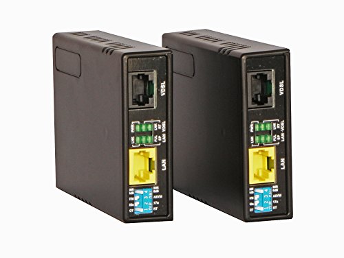 Tupavco TEX-100 Ethernet Extender Kit (Pair 2pc) Range up to 1 Mile/7000FT over Phone Copper Wire or CAT5/CAT6 Network Cable -VDSL2 Lan Booster Bridge Modem Repeater-VDSL High Speed Broadband 100 Mbps