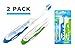 Travel Toothbrush, On The Go Folding Feature, medium bristle brushes (2 pack) (Blue-Green) primary