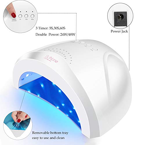 MAGIC ARMOR Nail Dryer 24/48W UV LED Nail Lamp UV Curing Lamp with 3 Timer Setting Auto Sensor for Gel Polish, Bright Painted Surface Easy to Clean (White-48w)