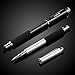 MEKO Stylus Pen 3 in 1 Rubber Tip and Micro Fiber Tip Stylus/Styli Ballpoint Pen (2Pcs) Metal Barrel with Rubber Grip Bundle with 2 Replacement Fiber Tips, 2 Rubber Tips,2 Refill Ink -Silver