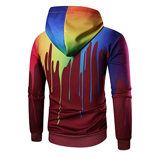 Men's Long Sleeve Digital Print Hoodie Hooded Sweatshirt Tops Coat Outwear