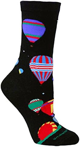 Hot Air Balloons Black Large Cotton Socks
