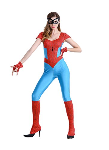 LOSTSS Women Halloween Cosplay Spiderman One Piece PU Leather Spiderman Costume