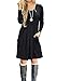 LILBETTER Women's Long Sleeve Pleated Loose Swing Casual Dress with Pockets Knee Length Black-XL