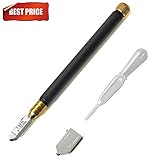 IMT Heavy Duty Pencil Glass Cutter Oil Feed Tungsten Carbide Tip Metal Handle, Professional Mosaic/Tiles/Stained Glass Cutting Tool with Free Replacement Head - 6mm-20mm