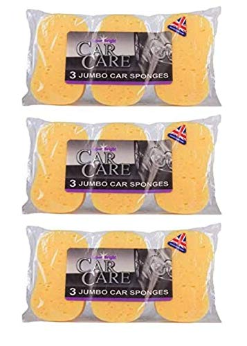 Super Bright: Car Care, Car Wash, Window Cleaning (9 x jumbo car sponges)