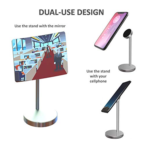 Desk and Cubicle Mirror to See Behind You, Silver Stand with Detachable