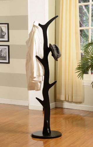 Kings brand black finish wood coat rack stand