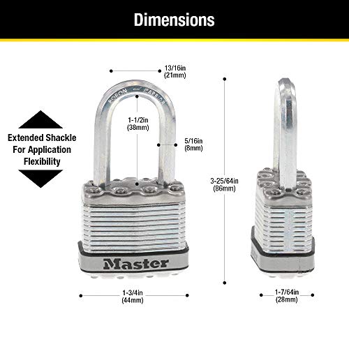 Master Lock M1XQLF Magnum Heavy Duty Outdoor Padlock with Key, 4 Pack