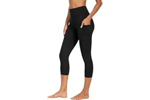 Gayhay Capri Leggings with Pockets for Women - High Waisted Tummy Control Soft Compression Yoga Pants for Workout Running Gym