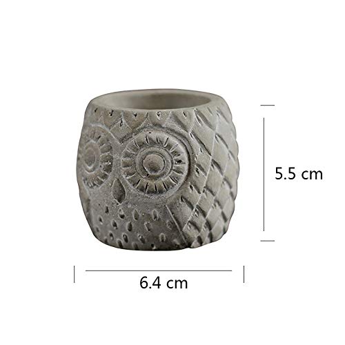 Flower Pot Molds Concrete Silicone Mold for Succulent Plants Flower Pot Mould Round with Owl Pattern Handmade Craft Cement Vase Tool