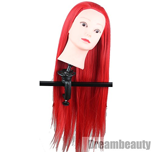 Dreambeauty Synthetic Manikin for Hair Braiding Cutting Styling with Table Clamp Red Color 28inch - Thumbnail 4