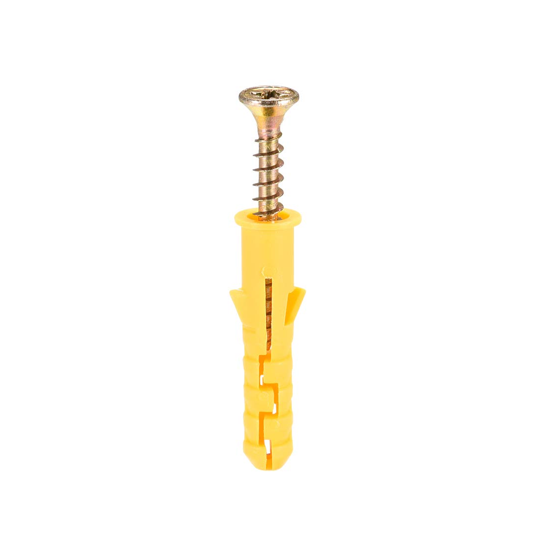 sourcing map 8mmx40mm Plastic Expansion Tube for Drywall with Screws Yellow 50pcs