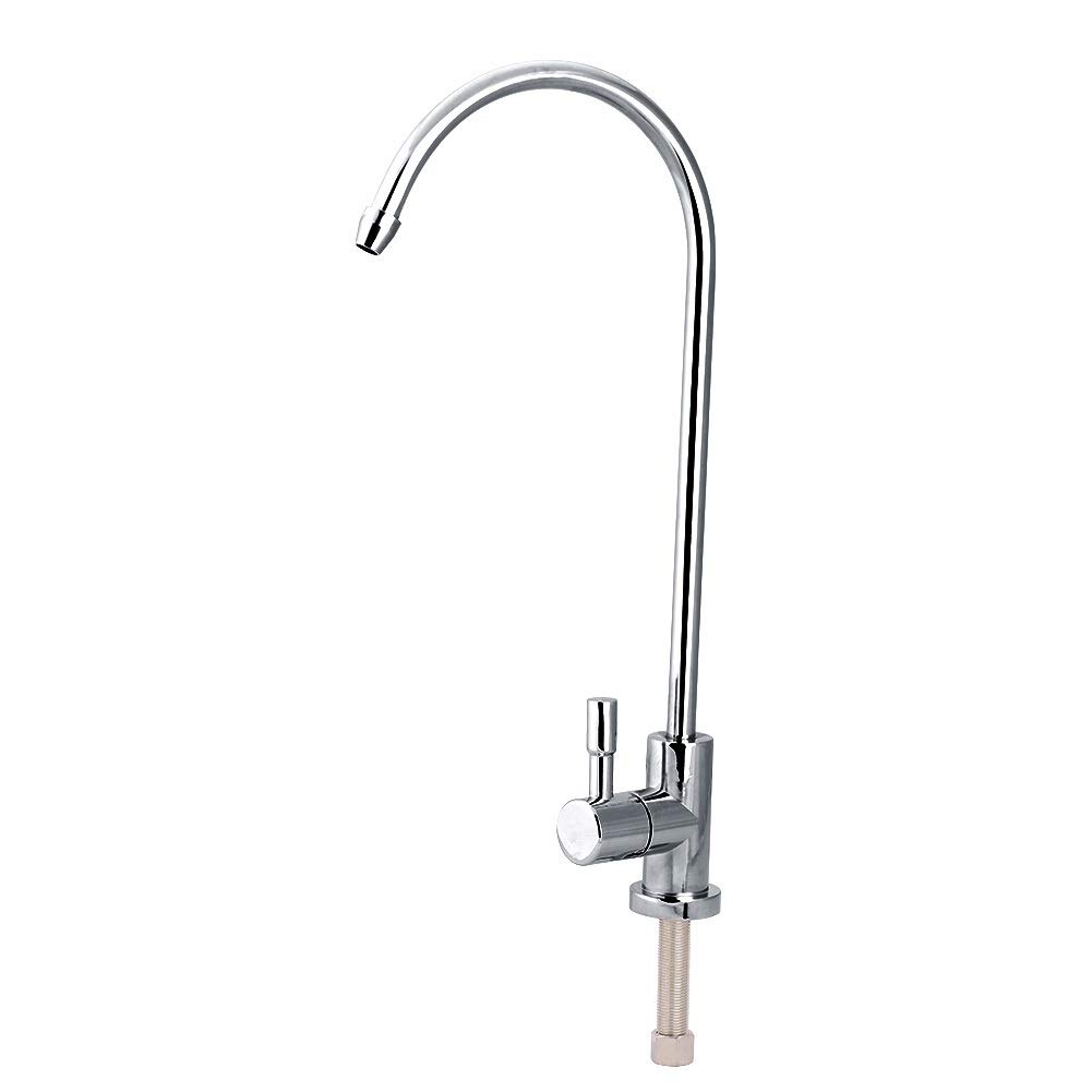 Nikou Faucet Tap, 1/4'' Stainless Steel Kitchen Sink Faucet Tap Chrome Reverse Osmosis RO Drinking Water Filter Goose Neck Sink Mixer Devices Water Filter Systems