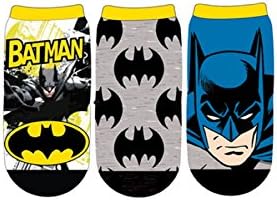 DC Comics Boys Batman Face 3-Pack Ankle Socks (Shoe Size 11-2)