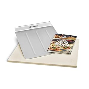 Pizzasteen 38 x 30 x 1,5 cm voor oven, gas grill & houtskoolgrill, cordieriet, rechthoekig incl. pizzaschep