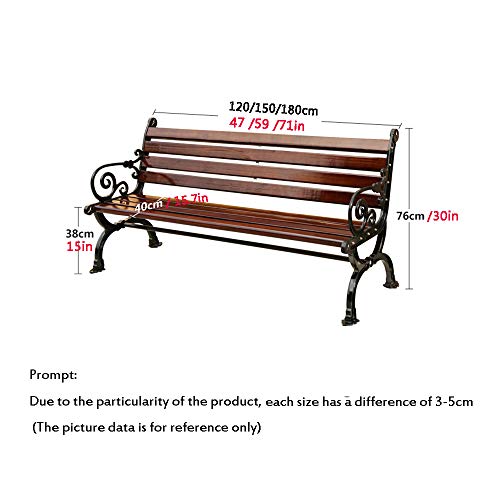 Chair Massivholz Gartenbank, Außenterrasse 2 Sitze Eisen Massivholzbank, Korrosions- Und Rostschutz – Bild 7