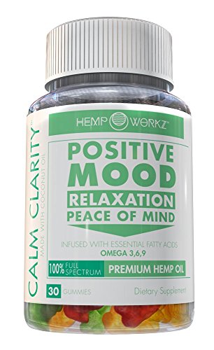 Hemp Workz | Calm Clarity Hemp Gummy Bears with Coconut Oil & Omega 3,6 & 9 | Positive Mood ☼ Relaxation ☼ Peace Of Mind | 10mg Each, 30 Gummies