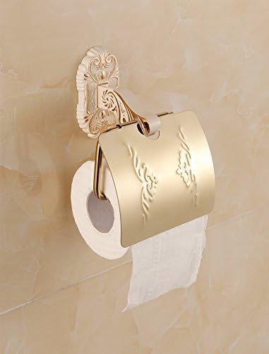 PLUMBAGO HOME European Antique Carved Toilet Paper Rack Gilt Painting Tissue Holder