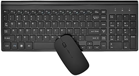 2.4GHz Wireless Keyboard and Mouse Combo, URCO Upgraded 102 Keys Full Size Low-noise Portable Wireless Keyboard and Mouse for Working and Gaming (Jet Black)