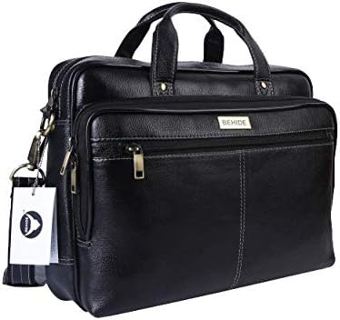 BEHIDE Men's Leather Laptop Bag (Black)