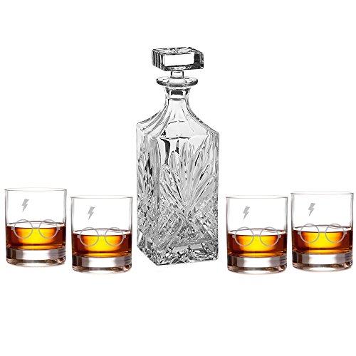 Abby Smith Harry Potter Glasses Engraved Decanter Set with Rocks
