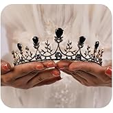 JWICOS Black Tiaras and Crowns for Women Baroque Queen Crowns for Halloween Costume Vintage Gothic Tiara for Party Prom Birthday (Type 2)