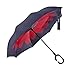 Reverse Umbrella,Glamore Creative Cars Reverse Folding Umbrella Double Layer Hands Free No Drip Inverted Umbrella Travel Umbrellas for Car (Red Maple Leaf)
