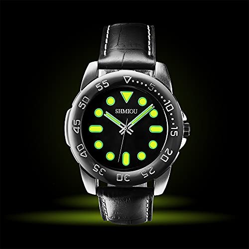 SHMIOU Montre de Sport Unisexe Bracelet en Cuir résistant à l\'eau Lumineux Quartz analogique Mode Montre-Bracelet Montres