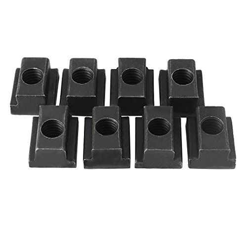 SODIAL 3/8-inch Steel T-Slot Nut Black Oxide Plated Grade 8.8 Tapped Through 8 pcs