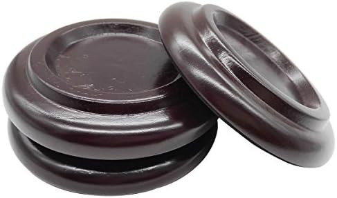 Upright Piano Caster Cups - Premium Solid Hard Wood - Anti-Slip Niose Absorbing Foam Pad (Pack of 3) Brown Color